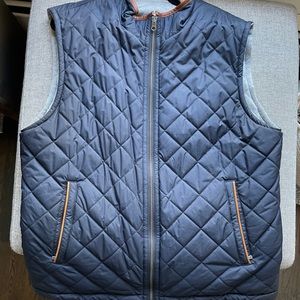 Brooks Brothers reversible quilted vest with leather trim